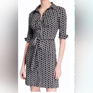 Laundry By Shelli Segal Black and White Patterned Mini Dress
